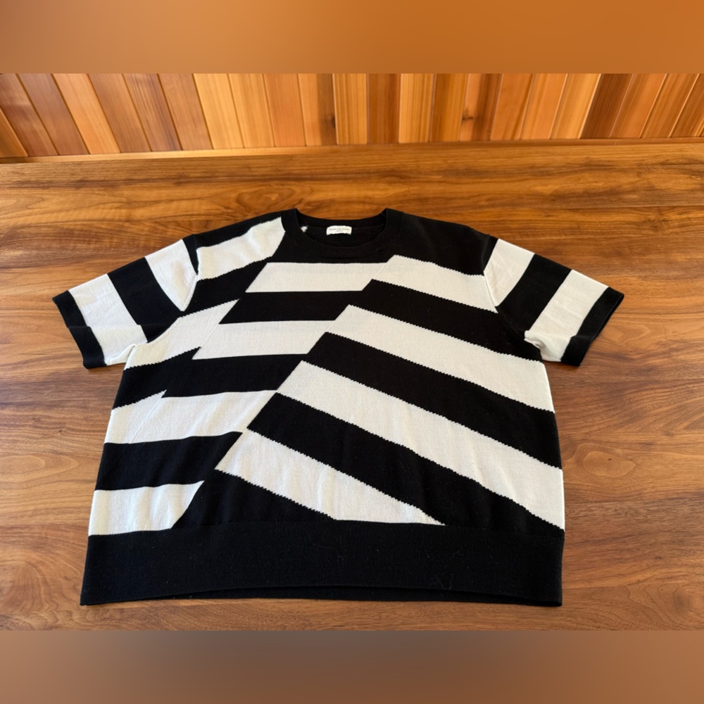 Dries Van Noten Merino Black and Bone Crew